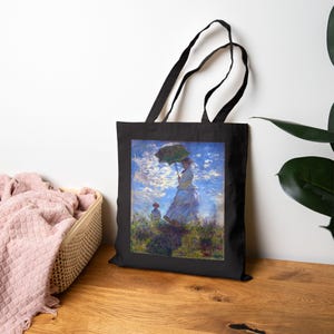 Bolsa de lona de algodón «Mujer con sombrilla» de Monet: un regalo para los amantes del arte imagen 9