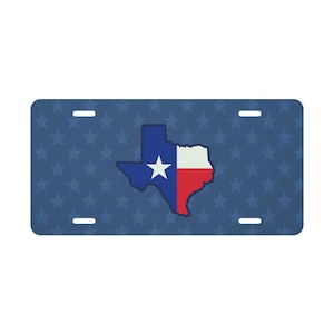 Texas State Shaped Flag Vanity License Plate - Unique Texas Decor, Car Tag, Gift for Texas Lovers