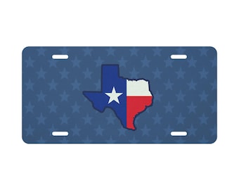 Texas State Shaped Flag Vanity License Plate - Unique Texas Decor, Car Tag, Gift for Texas Lovers
