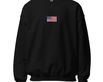 USA Flag Embroidered Sweatshirt Unisex Patriotic Pullover Casual American Pride Top