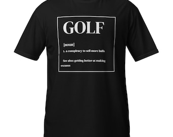 Golf Conspiracy Graphic Tee - Short-Sleeve Unisex Adult Shirt - Funny Golf T-Shirt - Gift for Golfers - Casual Sportswear