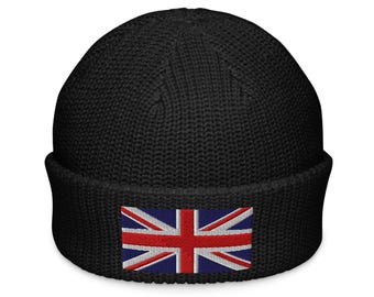 Union Jack Embroidered Beanie | Cozy Knit Hat, Stylish British Flag Design for Men & Women, Perfect Winter Accessory