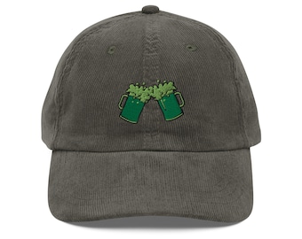 St Patty's Green Beer Embroidered Vintage corduroy cap