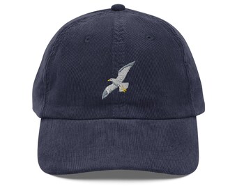 Seagull Flight of Freedom Embroidered Bird Vintage corduroy cap