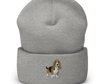 Basset Hound Embroidered Cuffed Beanie