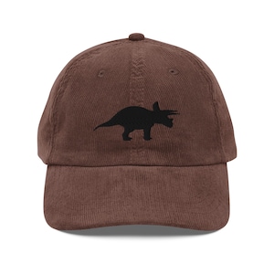 Triceratops Vintage Embroidered Dinosaur Corduroy Cap | Cute & Stylish Hat for Dino Lovers