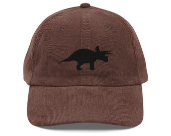 Triceratops Vintage Embroidered Dinosaur Corduroy Cap | Cute & Stylish Hat for Dino Lovers
