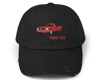 1964 Classic Red Convertible Cap, Distressed Cotton Dad Hat