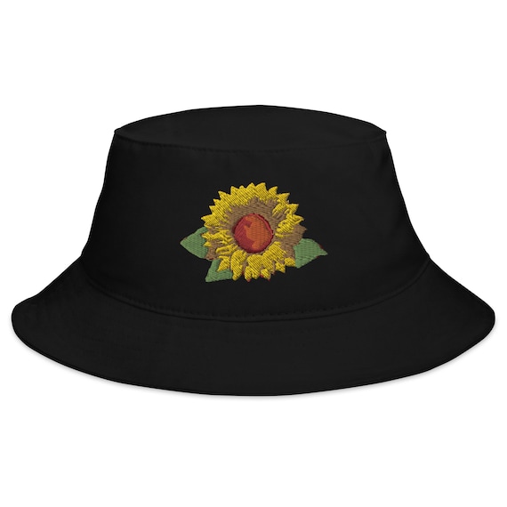 SUNFLOWER ?  EMBROIDERED SUN HAT Organic Sunflower Bucket Hat Embroidered Floral Sun Hat and  main image 3