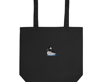 Bufflehead Duck Eco Tote Bag | Embroidered Bird Design, Reusable Shopping Bag, Sustainable Gift for Nature Lovers
