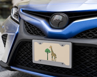 Beige Safari Giraffe Car Vanity License Plate Tag