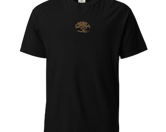 Garment Dyed heavyweight t-shirt Embroidered Wise Gnarly Tree Unisex Adult