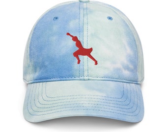 Tie Dye Cap with Gymnast Dancer Silhouette Art Embroidery - Adult Unisex Adjustable Hat for Sports & Casual Wear