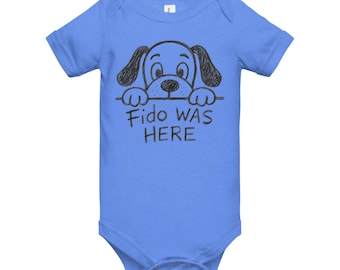Fido Was Here Funny Dog Baby short sleeve one piece – Cute Puppy Design