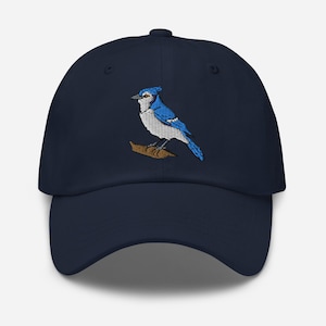Blue Jay Embroidered Dad Hat: Cotton Bird Cap