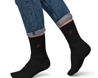 Woman Playing Tennis Socks - Embroidered Athletic Socks for Tennis Lovers, Sportswear Gift, Cute & Comfy Sock Design