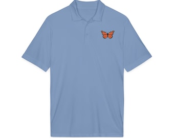 Polo bordado con mariposa monarca / Transpirable