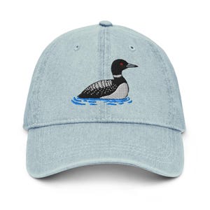 Loon Embroidered Bird Denim Hat