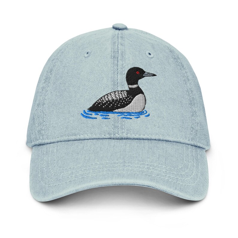 Loon Embroidered Bird Denim Hat
