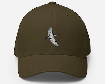 Flying Belted Kingfisher Embroidered Structured Twill Cap