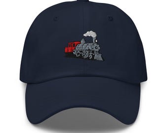 Embroidered Steam Engine Locomotive Train Dad hat