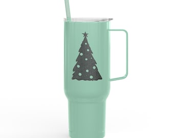 Engraved Christmas Tree Insulated Tumbler with Lid, 40oz (Engraving)