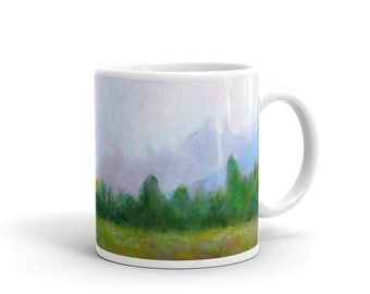 Nature-Inspired Timberline Landscape Ceramic Mug |Unique Coffee Cup Gift for Nature Lovers