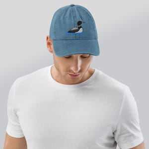 Loon Embroidered Bird Denim Hat