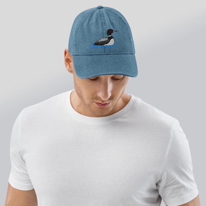 Loon Embroidered Bird Denim Hat