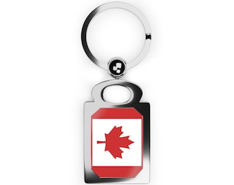 Canada Flag Keyring Rectangle – Durable Canadian Souvenir, Patriotic Gift, Travel Accessory, Lightweight Keychain for Men & Women