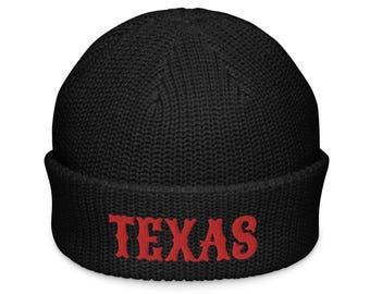 Texas Embroidered Fisherman Beanie | Cozy Knit Hat for Outdoor Adventures & Fishing Trips | Unique Texas Gifts