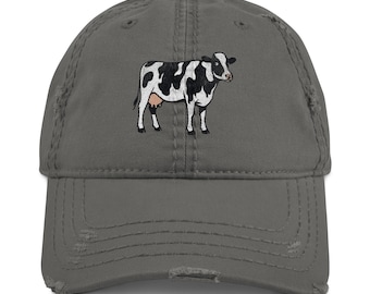 Holstein Cow Printed Distressed Dad Hat