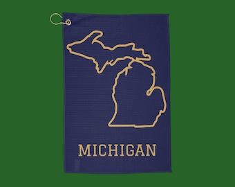 Michigan Golf Towel, Great Lakes State Gift