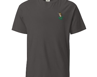 Green Heron Embroidered Unisex garment-dyed heavyweight t-shirt