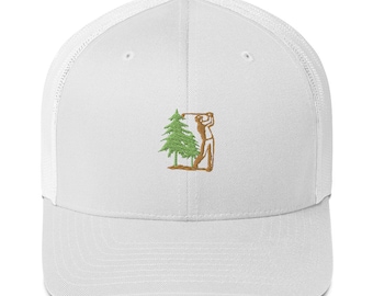 Trucker Cap Golfer and Tree Embroidered Hat