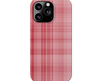 Pale Coral Plaid Slim Phone Cases for iPhone 7-16