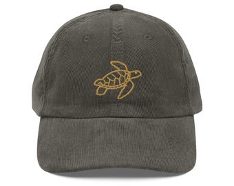 Loggerhead Embroidered Turtle Vintage corduroy cap