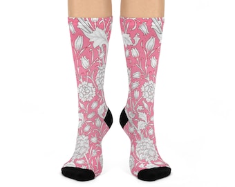 Pink Wild Tulips Crew Socks