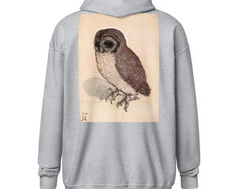 Little Owl Albrecht Durer Zip Hoodie | Unisex Heavy Blend Hooded Sweatshirt | Cozy Art-Inspired Fashion