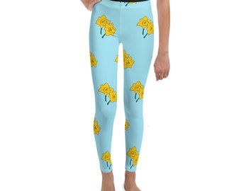Youth Leggings Spring Daffodils ages 8 to 20