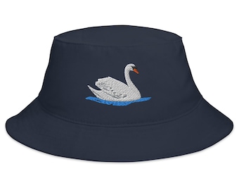 Swan Embroidered Bucket Hat | Cute Summer Accessory | Trendy Outdoor Sun Hat for Women & Men