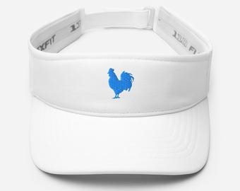 Embroidered Light Blue Rooster Silhouette Visor