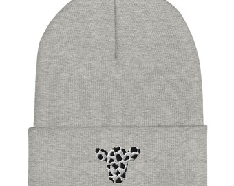 Cuffed Beanie Embroidered Cow Head