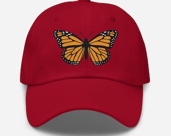 Monarch Butterfly Dad Hat – Adjustable Unisex Baseball Cap, Nature Inspired Printed Hat, Casual Outdoor Accessory for Men & Women