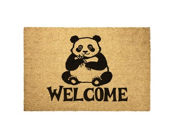Welcome Panda Bear Doormat | Cute Entryway Mat | Adorable Home Decor & Gift | Indoor/Outdoor Welcome Mat