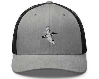 Flying Belted Kingfisher Embroidered Trucker Cap