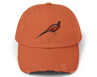 Pheasant Printed hat Unisex Distressed Bird Cap