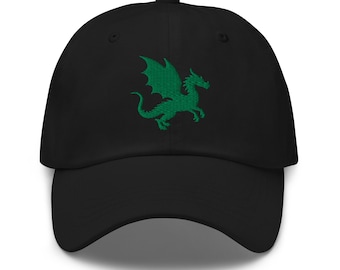Green Dragon Embroidered Cap - Fantasy Hat Gift for Dragon Lovers, Unique Medieval Style Baseball Hat