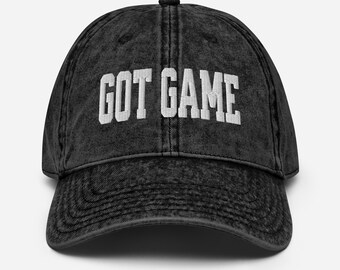 Got Game Vintage Embroidered Cotton Twill Cap, Adjustable Retro Classic Casual Style Hat