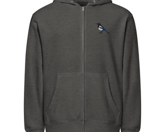Black Billed Magpie full zip hoodie